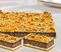 500 g 20 9,5 x 5,0 cm Poppy Seed and Butter Streusel Sheet Cake Tailor-made for afternoon tea: A succulent poppy seed filling covered with a crisp, buttery