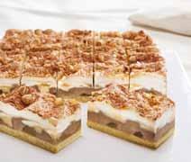 Sumptuous cream slices Advocaat-Pear-Chocolate Cream Slice The finest advocaat cream layered with tasty chocolate cream is perfectly complemented with