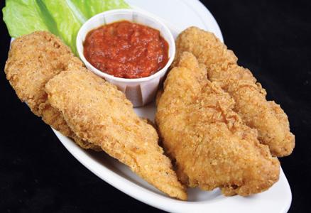 Chicken Tenders Seasoned and breaded tenders served with your choice of ranch, BBQ or honey mustard (4) 5.75, (6) 8.