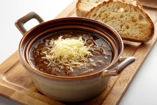 Soups & Salads French onion soup: $ 11 authentic, deeply savory soup served with Emmental