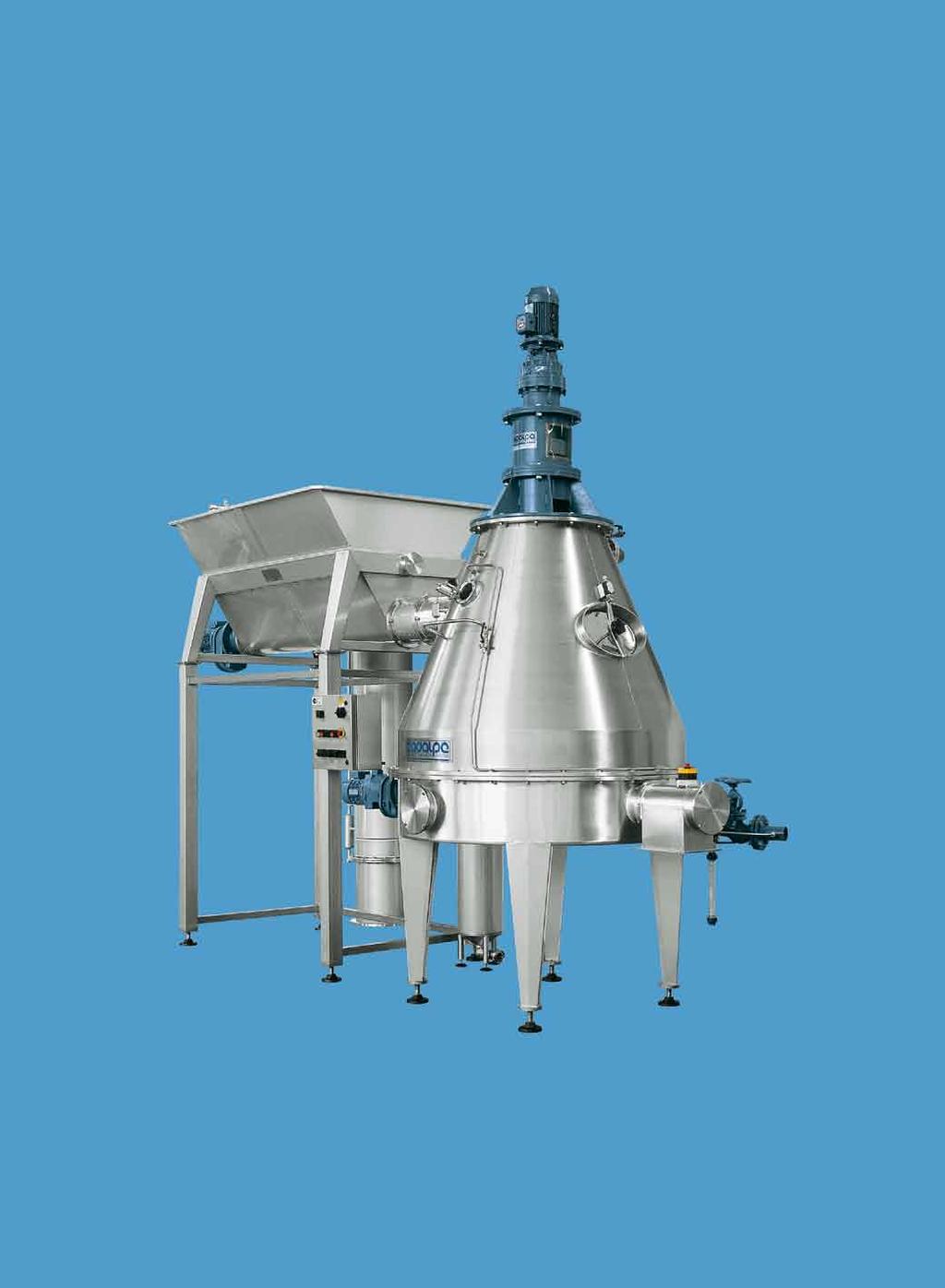 Other features: Uniform steaming of pomace due to slow mixing and the special shape of the alcohol extractor chamber.