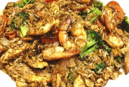 99 Tender Sautéed Shrimp or Grilled Steak, fresh mushrooms, broccoli, carrots & onions stir fried with our homemade rice and stir fry sauce. CHICKEN & SHRIMP STIR FRY 14.