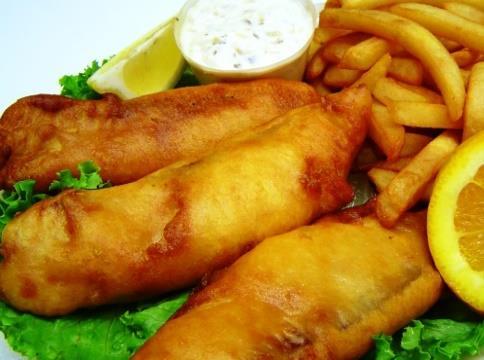 Includes cup of soup, tossed salad or coleslaw. COD FISH & CHIPS (3pc) 9.