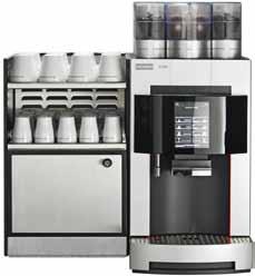 The coffee machine comes with two bean hoppers and one dual powder dispenser ideal for a dark chocolate and a light chocolate.
