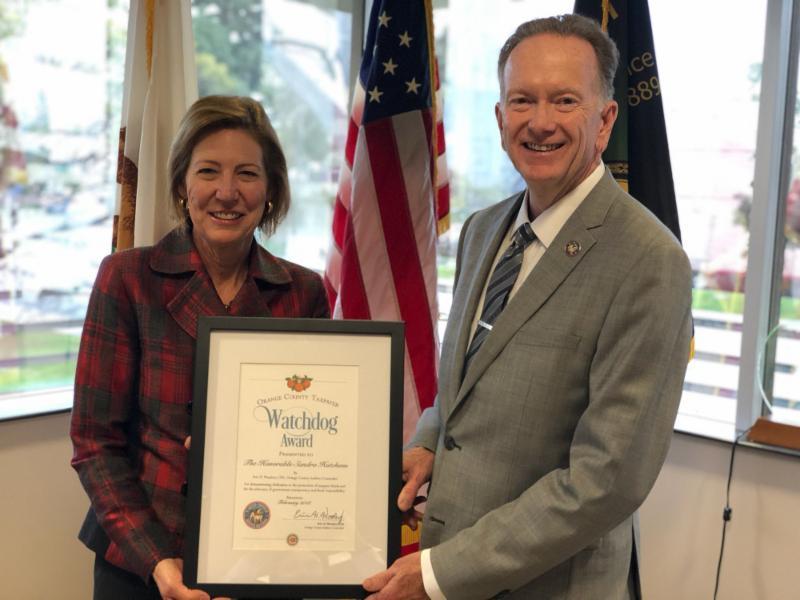 Orange County Sheriff Sandra Hutchens received a Taxpayer Watchdog Award for the month of February 2018.
