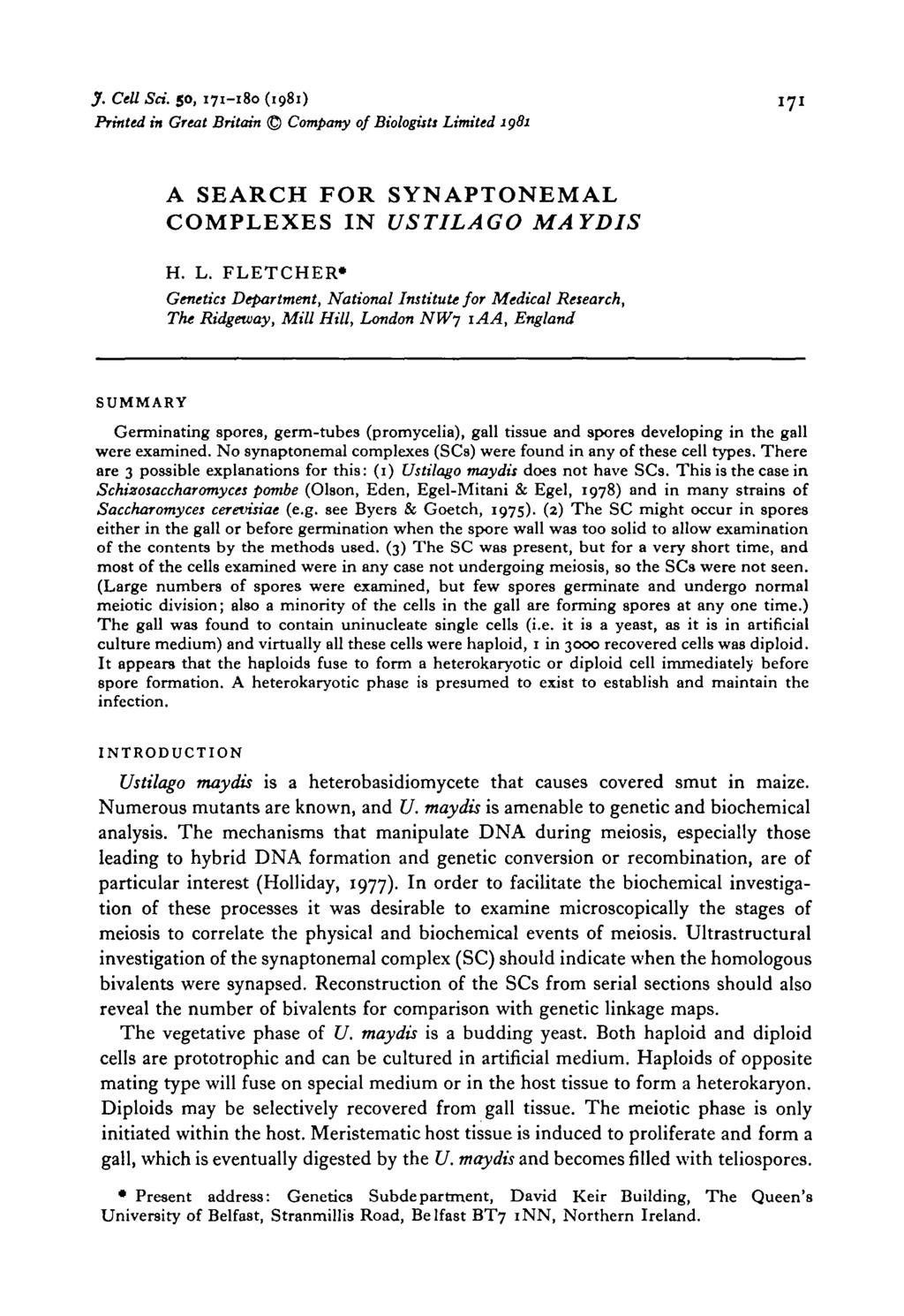J. Cell Sri. 50, 171-180 (1981) 171 Printed in Great Britain Company of Biologists Li