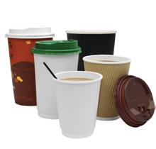 PAPER HOT CUPS & LIDS Karat paper hot cups and lids are perfect for morning coffee or evening tea with their durable poly-lined interior and comfortable grip on the outside.