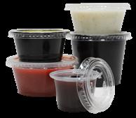 PORTION CUPS & LIDS Karat portion cups and lids are the perfect solution for providing prepacked or self-serve condiments. PP portion cups and PET lids are light-weight, durable, and shatterproof.