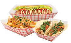 Karat food and short buckets with lids are the perfect solution for serving family-sized portions to-go.