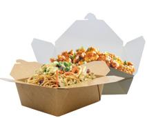 FOLD-TO-GO CONTAINERS Karat fold-to-go containers offer a classy presentation for take-out items and left-overs, including foods topped with sauce or gravy.