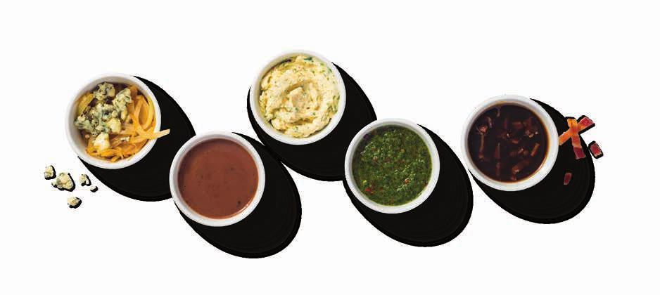 steak mates Go ahead - top it off. Add any of these to your juicy steak for an enhanced flavor experience.