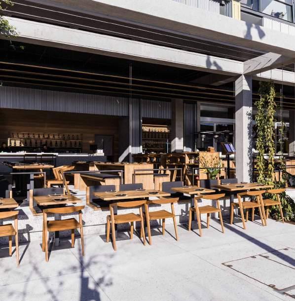 Functions Barangaroo Entire Venue Capacity: Privacy level: Table configuration: Sit down 100 guests Stand up 106 guests Open dining area 7 x long rectangular tables & 2 x high rectangular tables