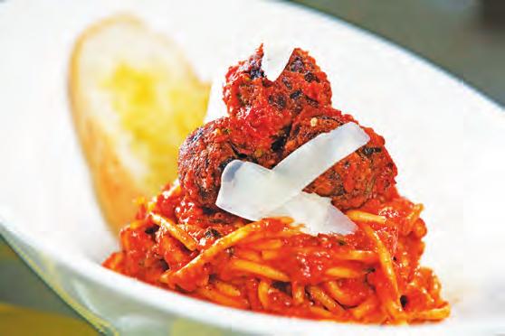 AED 57 Spaghetti Bolognese Traditional tomato and beef sauce, cooked to perfection. AED 52 Herb Veggie Spaghetti Herb tomato sauce spaghetti topped with baked vegetable balls.