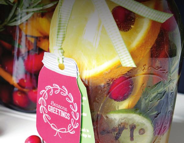 Potpourri/Simmering Pot Gift Jars 16 oz mason jar with lid 1/2 cup of fresh cranberries 2 springs of fresh rosemary 2 slices of an orange 2-3 cinnamon sticks Dash of nutmeg Water Ribbon Gift tag and