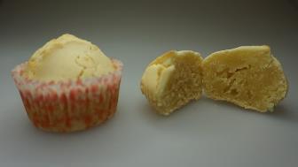 Over-mixed batter (right) causes some loss of