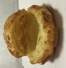 the egg protein structure, creating a cavity in the baked choux paste The outside shell of choux pastry is dried
