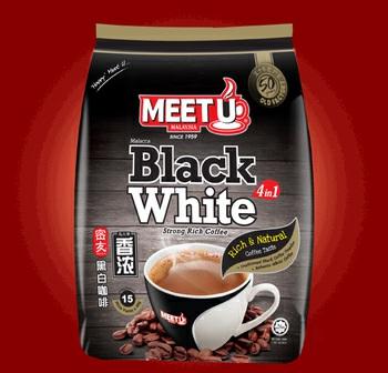 20pkt(12 stick packs x 25g) MEET U Black White Coffee 4 in 1 15's MEET U BLACK WHITE COFFEE 4 IN 1 Sin Sing COFFEE of Malacca, Malaysia with