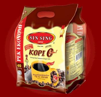 12pkt (40 sachets x 26g) Sin Sing Kopi O Bag 2 in 1 10's SIN SING KOPI O BAG 2 in 1 10's with high temperature through exclusive traditional method.