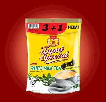 12pkt (120g), 50pkt(55g) Tupai Special MINI White Milk Tea 3 in 1 TUPAI SPECIAL MINI WHITE MILK TEA A graded Ceylon instant red tea mixed with non daily creamer, blended with tea tarik technique, to