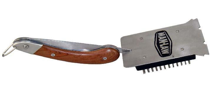 MAN-FT1-B Foldable BBQ Brush Heavy duty gauge stainless steel 17.