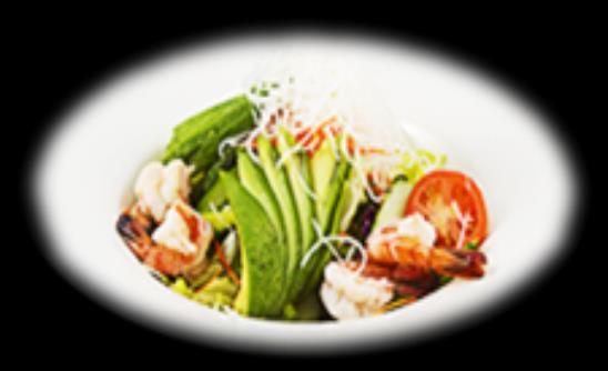 chilli sauce Shrimp Avocado salad mixed green salad, shrimp,