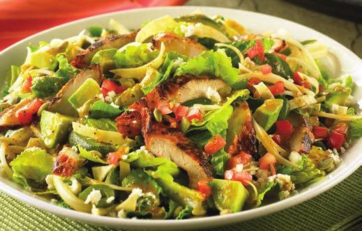 fresh greens & homemade soup Includes choice of dressing: Salsa Vinaigrette Creamy Ranch Apple-Chipotle Vinaigrette SOUTHWEST COBB SALAD Grilled chicken breast, crispy bacon (which automatically