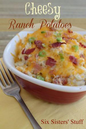CHEESY RANCH POTATOES RECIPE S I D E D I S H Serves: 8 Prep Time: 15 Minutes Cook Time: 45 Minutes 4 large baking potatoes 4 ounces cream cheese (softened) 1/4 cup sour cream 1/4 cup yellow onion