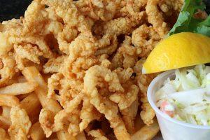 Maine Clam Strips Sweet clam strips covered with a light breading and deep-fried to a golden