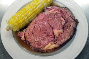 99 Prime Rib of Beef Au Jus Our prime rib is perfectly seasoned and slow roasted until tender and juicy