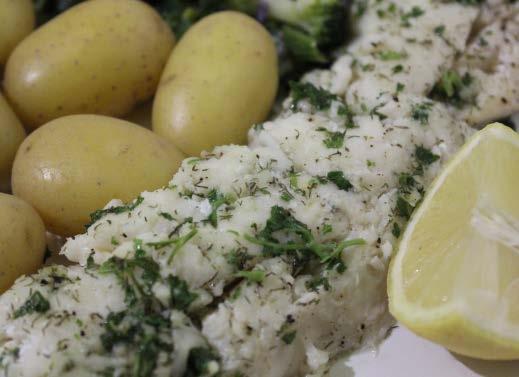Garlic & herb cod loin 15ml extra virgin olive oil 2 garlic cloves, finely chopped small bunch of parsley, finely chopped 400g cod loin salt