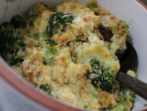 Quinoa cheesy bake 200g quinoa (uncooked weight) 400g broccoli florets, cooked 120g light cream cheese 3/4 tsp paprika 3/4 tsp cayenne pepper 1/2 tsp sea salt 50g cheddar cheese, grated (use dairy