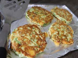 Courgette dollops 225g courgette, grated 55g white onion, chopped very finely 55g gluten free self raising flour 85g cheddar cheese, grated (use dairy free if preferred) 2 eggs 20ml milk /