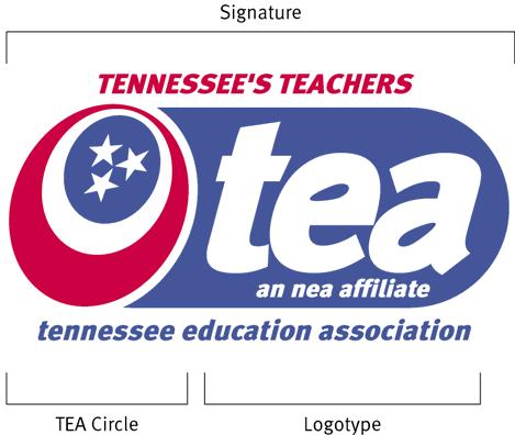 Organizational Signature The organizational signature is the Tennessee Education Association s visual identification. It joins the TEA circle with the logotype TEA.