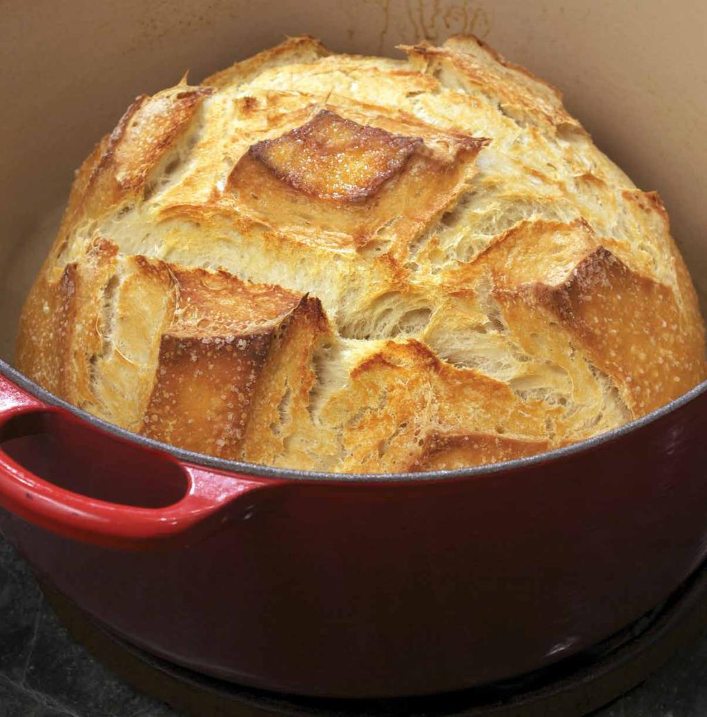 BREAD IN ROUND FRENCH OVEN Best served warm from Le Creuset s Round French Oven, this bread features a golden crust and a slightly chewy centre. Visit LeCreuset.ca to get this savoury recipe.