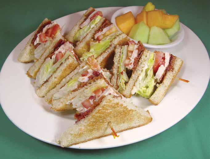 79 Club Classic Sliced turkey, bacon, lettuce & tomato 6.99 Ham & Cheese Club Sliced ham, American cheese & mayonnaise, served on toast.. 6.99 Roast Beef & Swiss Cheese Club... 6.99 Wraps Served with choice of French fries or fruit.