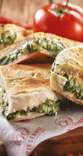 Creamed Spinach & Feta Tramezzini TRAMEZZINIS Our tramezzinis are based with mozzarella cheese RECOMMENDED WITH: Fries 150g 20.00 Wiesenhof Side Salad 26.