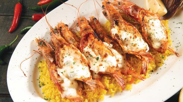 and served with Jimmy s Rice Dancing Queens 10 spicy skewered Queen Prawns served with Fries and our Trio of Sauces 99 118 86 88 86 أنواع أخرى من ربيان كيلر ١2 قطعة ربيان كوين (حجم كب ) 6 قطع ربيان