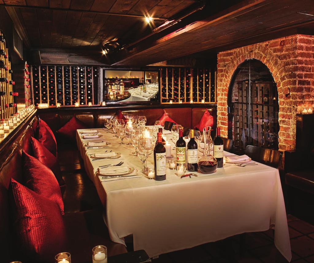 CELLAR WINE CELLAR 1 WHEELS UP Wine Cellar 1 has a speakeasy décor with exposed brick and wine bottles lining the walls.