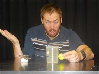 Watch your teacher put a golf ball in water with a large amount of salt dissolved in it. 3.