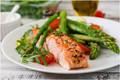 Kickstart Dill Salmon Main Meal Serves: 6 1.3kg Salmon Fillets 8 Garlic Cloves, peeled 4 tbsp Dill, chopped 100ml Olive Oil Salt & Pepper to own taste 1.