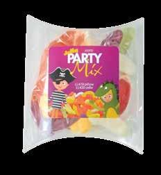Tuck end pillow pack filled with confectionery.