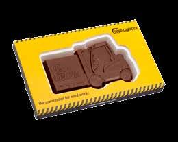 customer logo on the chocolate and on the box 175 x 107 x 15 mm 100 pcs. 50 Pcs.