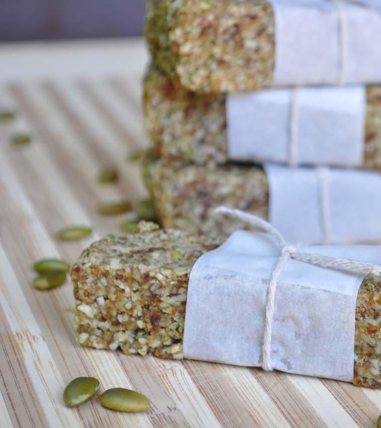 Pumpkin Seed Protein Bars Back to school signals the beginning of fall which means pumpkin season is here! Load up the seeds for delicious protein bars with only 5 ingredients.