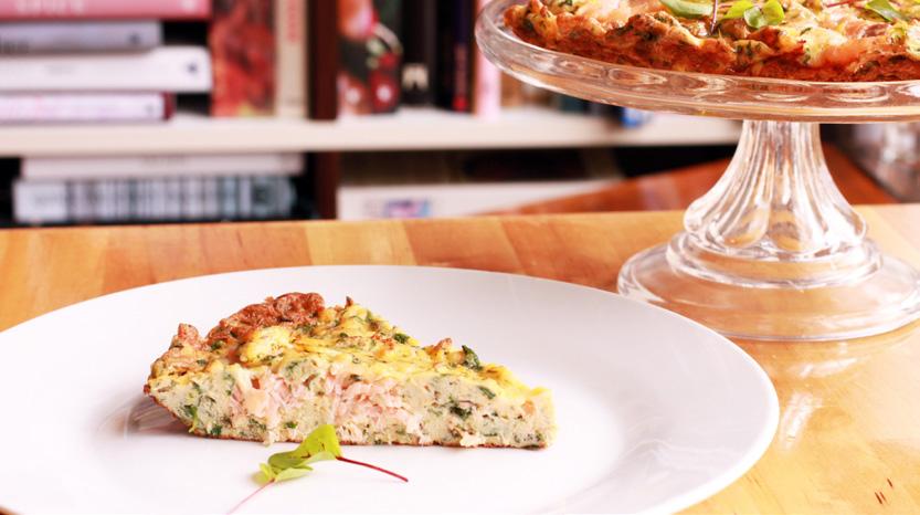 Herb Frittata Smoked Salmon Serves 6 10 eggs ½C cream ½C Parmesan cheese, grated 1 punnet dill ½ punnet mint ½ bunch parsley 1 tbsp. olive oil 1 tbsp.