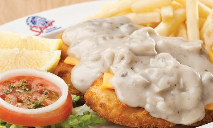 CHICKEN, SCHNITZELS & SEAFOOD Served with Spur-style crispy onion rings and chips OR a baked potato OR Spur-style rice.