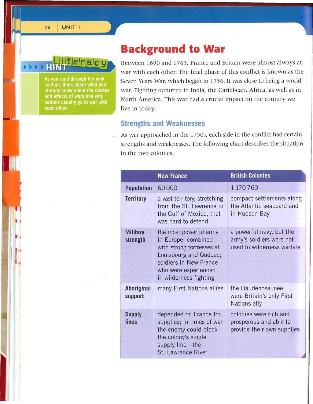 UNIT 1 As you read through the next section, think about what you already know about the causes and effects of wars and why nations usually go to war with each other.
