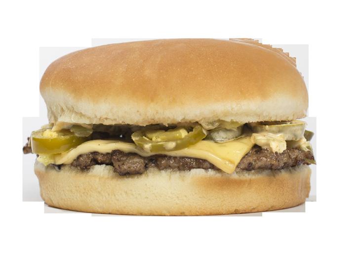 99 Fresh ground beef patty cooked with teriyaki sauce and topped with grilled pineapple, Swiss cheese,