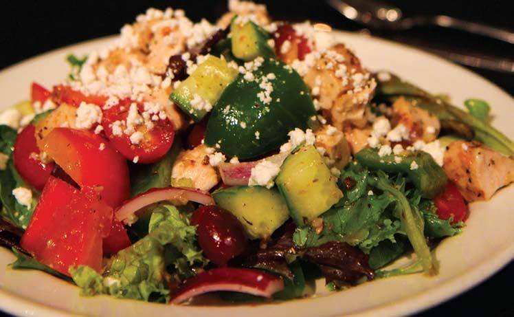 Served on a bed of greens, topped with Canadian feta, Black Kalamata olives and a grilled Chicken Breast. $11.49 Greek Salad 9.