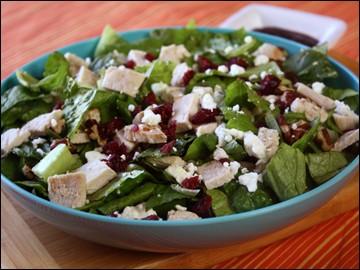 Thanksgiving in a Salad Bowl PER SERVING (entire recipe): 296 calories, 7g fat, 497mg sodium, 28.