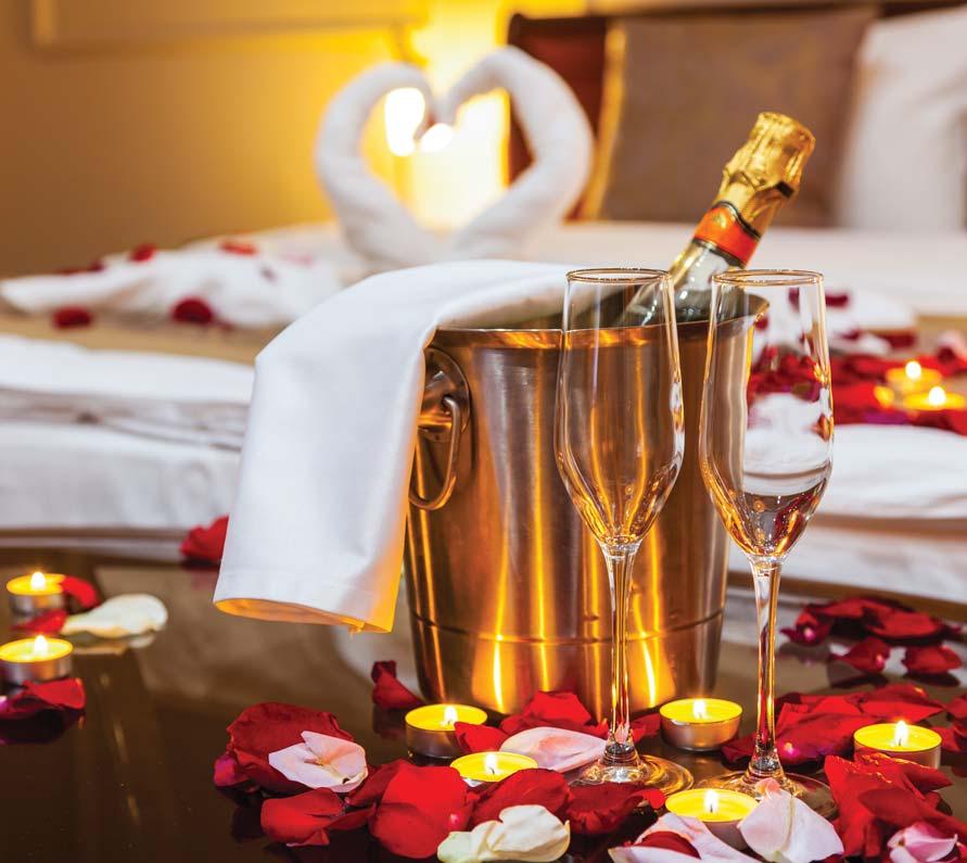ROMANTIC INDULGENCE PACKAGE Set the mood and surprise your special someone with a romantic in-room package. Our dedicated staff will set all up in your room and make sure that your every need is met.